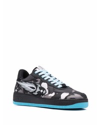 schwarze Camouflage Leder niedrige Sneakers von Enterprise Japan