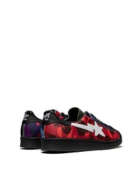 schwarze Camouflage Leder niedrige Sneakers von adidas