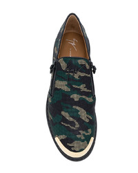 schwarze Camouflage Leder Slipper von Giuseppe Zanotti Design