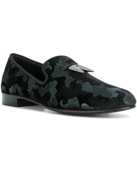 schwarze Camouflage Leder Slipper von Giuseppe Zanotti Design