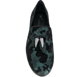 schwarze Camouflage Leder Slipper von Giuseppe Zanotti Design