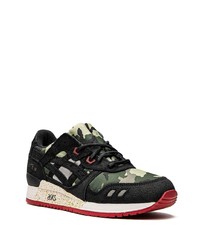 schwarze Camouflage Leder Sportschuhe von Asics