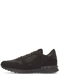 schwarze Camouflage niedrige Sneakers von Valentino