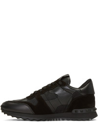 schwarze Camouflage Segeltuch niedrige Sneakers von Valentino