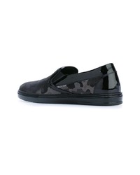 schwarze Camouflage Slip-On Sneakers aus Leder von Jimmy Choo