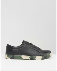 schwarze Camouflage Turnschuhe von Asos