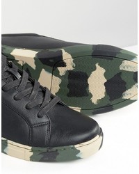 schwarze Camouflage Turnschuhe von Asos