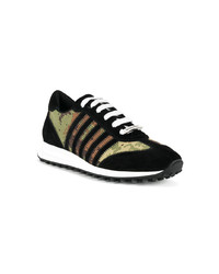 schwarze Camouflage Wildleder niedrige Sneakers von DSQUARED2