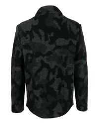 schwarze Camouflage Wollshirtjacke von Daniele Alessandrini