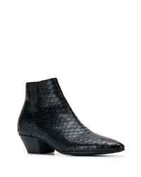 schwarze Chelsea Boots aus Leder mit Schlangenmuster von Saint Laurent