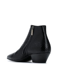 schwarze Chelsea Boots aus Leder mit Schlangenmuster von Saint Laurent