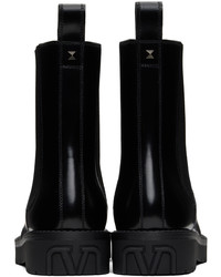 schwarze Chelsea Boots aus Leder von Valentino Garavani