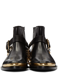 schwarze Chelsea Boots aus Leder von Balmain