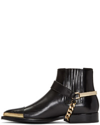 schwarze Chelsea Boots aus Leder von Balmain