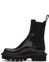 schwarze Chelsea Boots aus Leder von Dries Van Noten