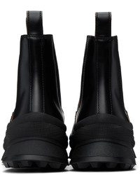 schwarze Chelsea Boots aus Leder von Jil Sander