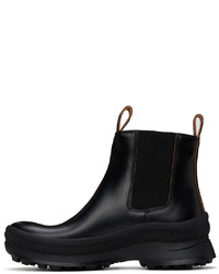 schwarze Chelsea Boots aus Leder von Jil Sander