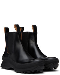 schwarze Chelsea Boots aus Leder von Jil Sander