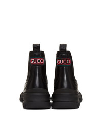 schwarze Chelsea Boots aus Leder von Gucci