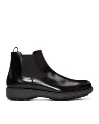 schwarze Chelsea Boots aus Leder von Prada