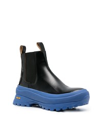 schwarze Chelsea Boots aus Leder von Jil Sander