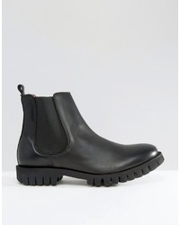 schwarze Chelsea Boots aus Leder von Selected