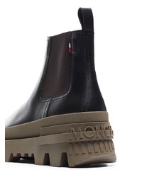 schwarze Chelsea Boots aus Leder von Moncler