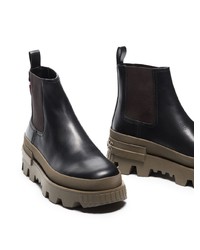 schwarze Chelsea Boots aus Leder von Moncler