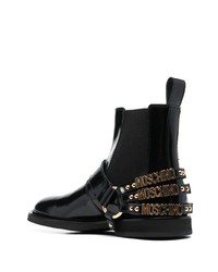 schwarze Chelsea Boots aus Leder von Moschino