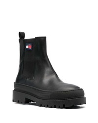 schwarze Chelsea Boots aus Leder von Tommy Jeans