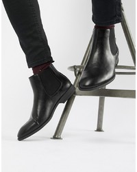 schwarze Chelsea Boots aus Leder von New Look