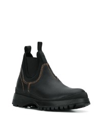 schwarze Chelsea Boots aus Leder von Prada