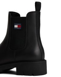 schwarze Chelsea Boots aus Leder von Tommy Jeans
