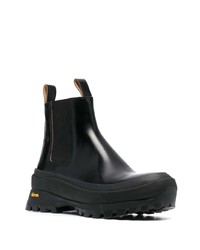 schwarze Chelsea Boots aus Leder von Jil Sander