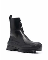 schwarze Chelsea Boots aus Leder von Jil Sander