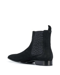 schwarze Chelsea Boots aus Wildleder mit Leopardenmuster von Jimmy Choo