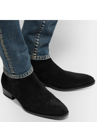 schwarze Chelsea Boots aus Wildleder von Saint Laurent