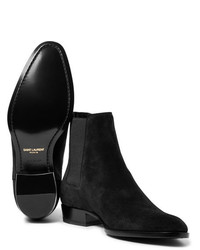 schwarze Chelsea Boots aus Wildleder von Saint Laurent