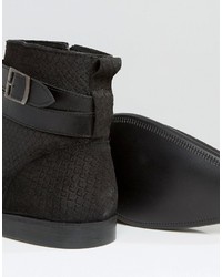 schwarze Chelsea Boots mit Schlangenmuster von Asos