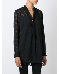 schwarze Bluse mit Knöpfen mit Chevron-Muster von Marcelo Burlon County of Milan