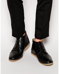 schwarze Chukka-Stiefel aus Leder von Asos