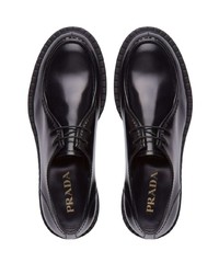 schwarze Chukka-Stiefel aus Leder von Prada