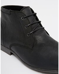 schwarze Chukka-Stiefel aus Leder von Asos