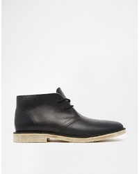 schwarze Chukka-Stiefel aus Leder von Asos