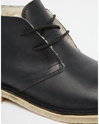 schwarze Chukka-Stiefel aus Leder von Asos