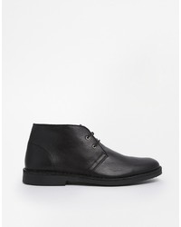 schwarze Chukka-Stiefel aus Leder von Selected