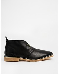 schwarze Chukka-Stiefel aus Leder