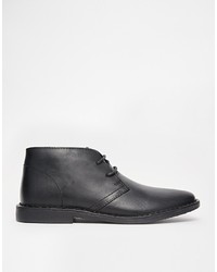 schwarze Chukka-Stiefel aus Leder