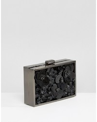 schwarze Clutch mit Blumenmuster von Boohoo