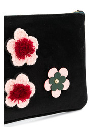 schwarze Clutch mit Blumenmuster von Alila